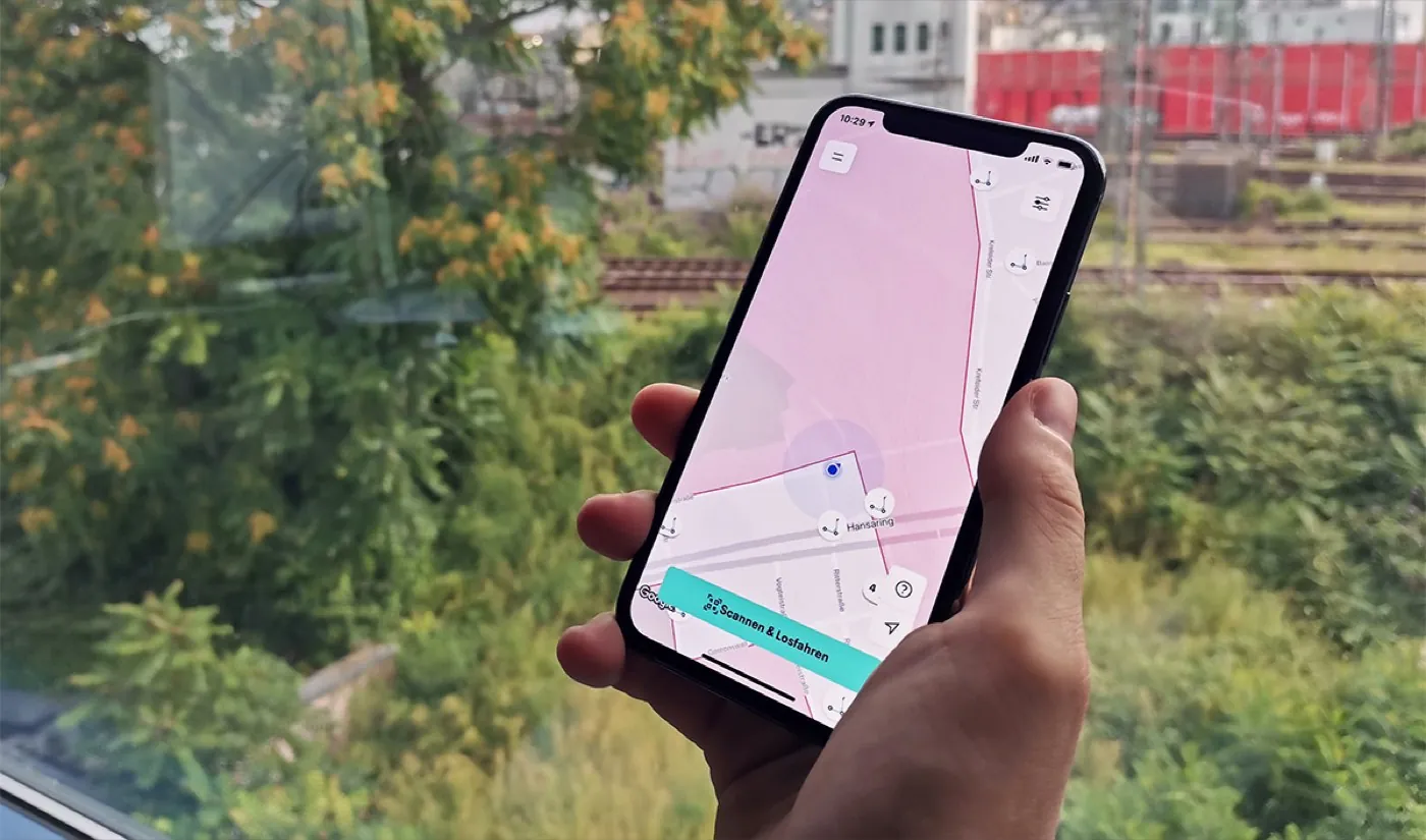 Parkverbotszone in einer E-Scooter App